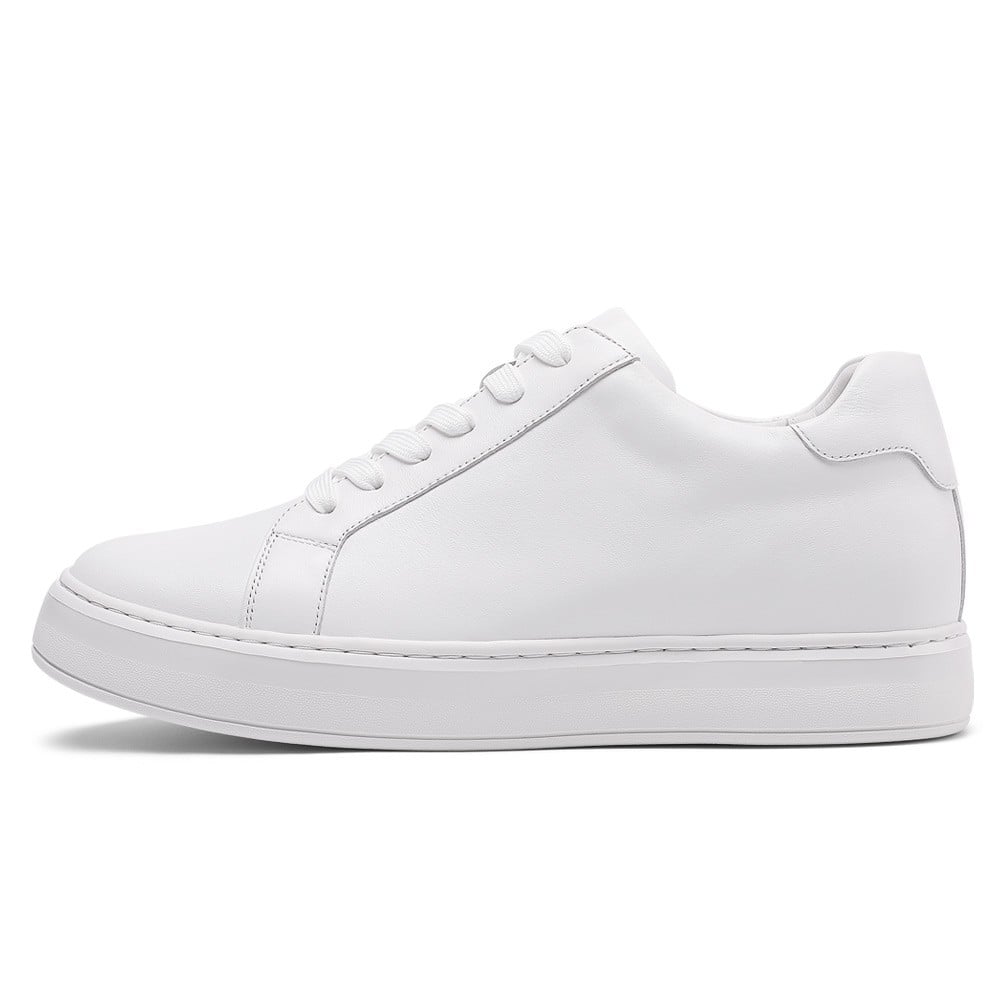 Chamaripa White Elevator shoes 7cm/ 2.76inches Men Height Increase Lace-up Sneaker