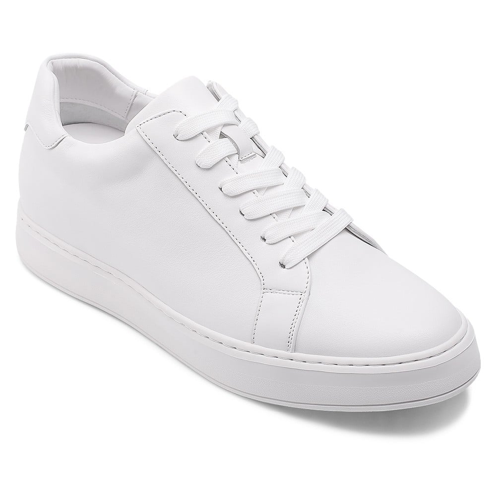 Chamaripa White Elevator shoes 7cm/ 2.76inches Men Height Increase Lace-up Sneaker