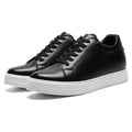 Chamaripa Black Elevator shoes 7cm/ 2.76inches Men Casual Sneaker Leather Height Increase Shoes