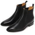 Chamaripa men black leather Chelsea boots height increase 7cm/2.8" tall