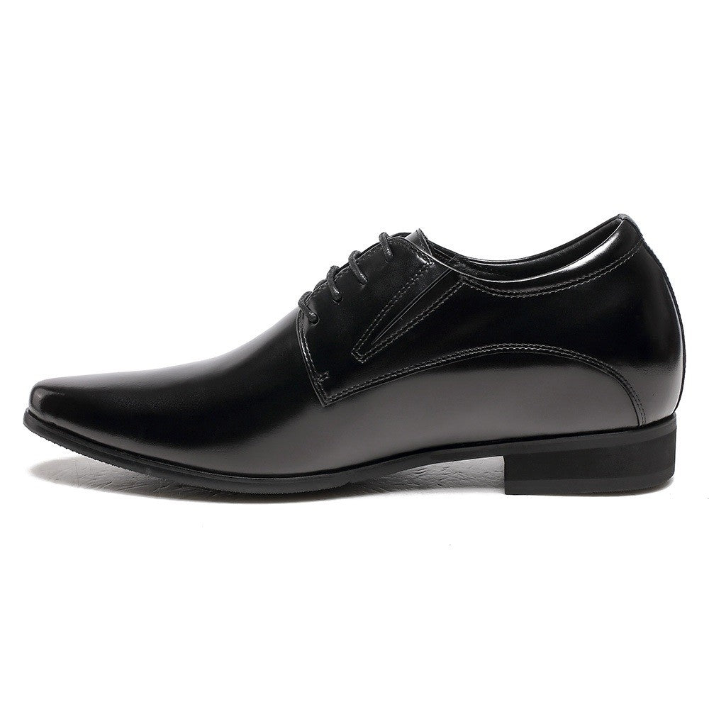 CHAMARIPA Black Height Increasing 8CM / 3.15 Inches Men Shoes Height Boost Oxford Elevator Shoes For Wedding
