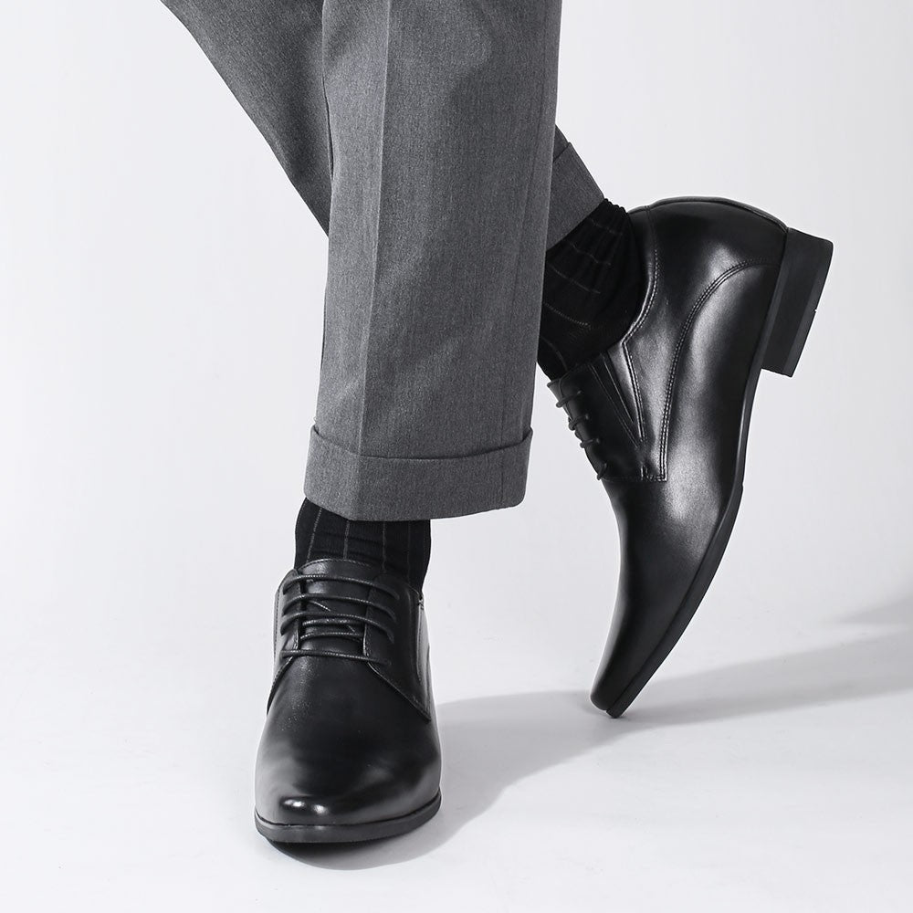 CHAMARIPA Black Height Increasing 8CM / 3.15 Inches Men Shoes Height Boost Oxford Elevator Shoes For Wedding