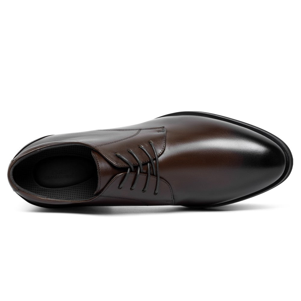 Chamaripa Brown Elevator shoes 7cm / 2.76 inches Men Height increase Shoes Make You Taller Leather Oxford