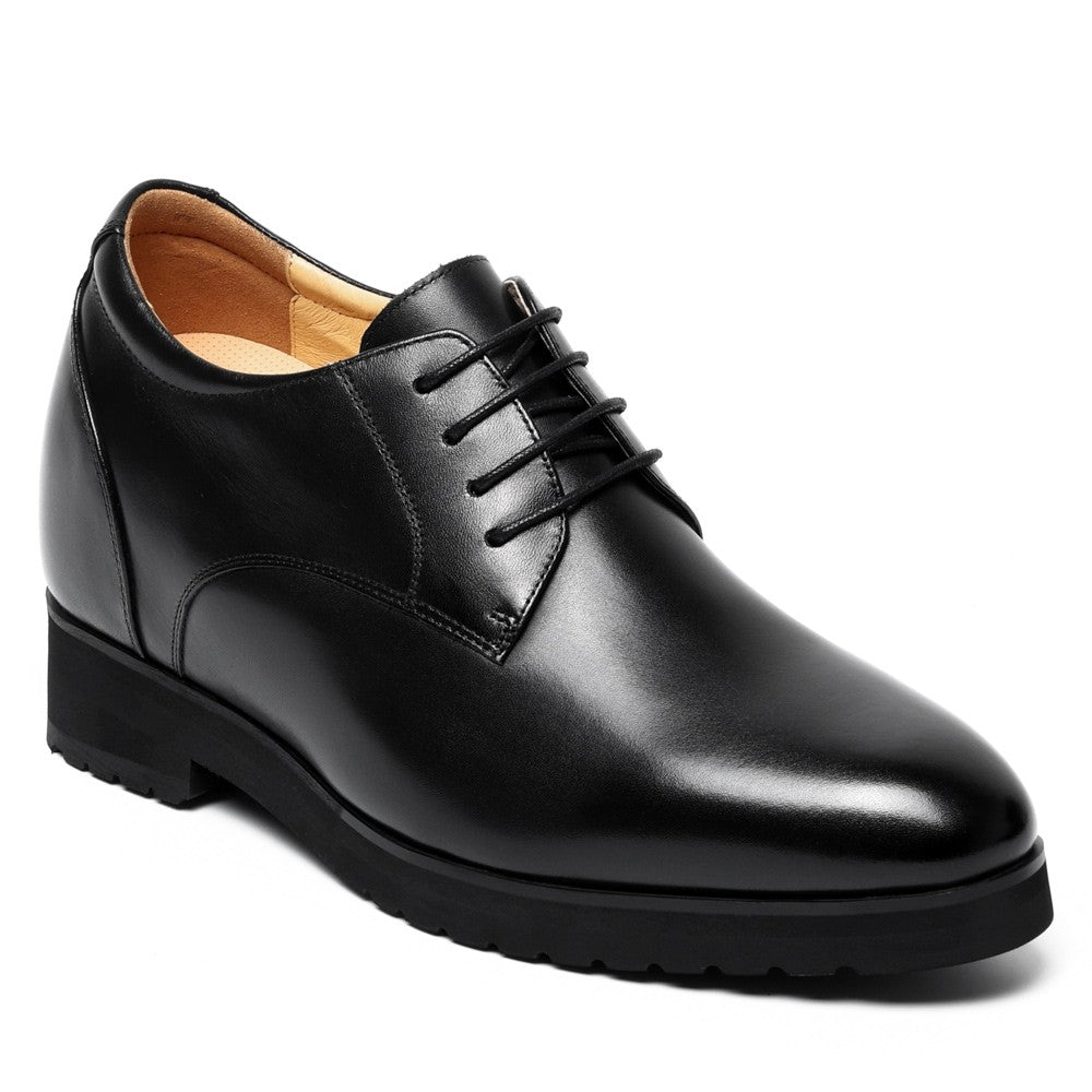 Chamaripa Black Elevator shoes 10cm/3.94 inches Men Leather Oxford