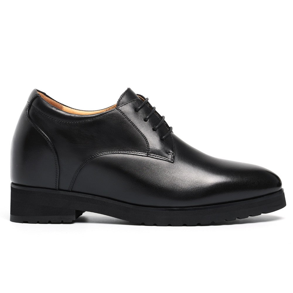Chamaripa Black Elevator shoes 10cm/3.94 inches Men Leather Oxford