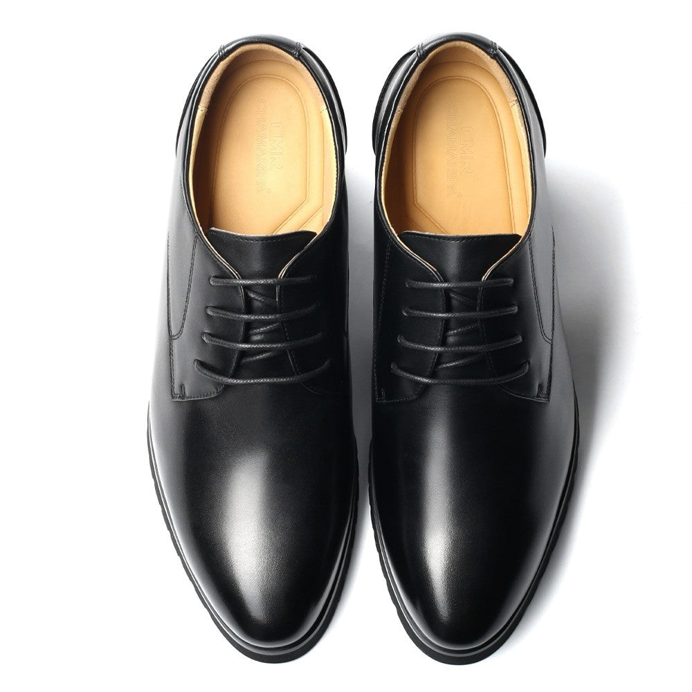 Chamaripa Black Elevator shoes 10cm/3.94 inches Men Leather Oxford