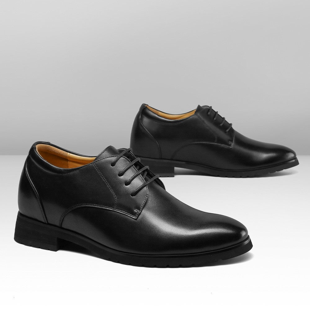 Chamaripa Black Elevator shoes 10cm/3.94 inches Men Leather Oxford