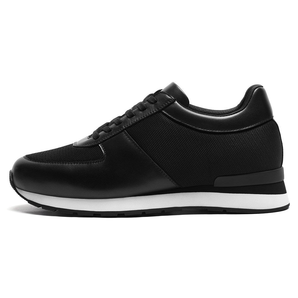 Chamaripa Elevator shoes 8cm / 3.15inches Men Lace Up Mesh Breathable Black Sneaker