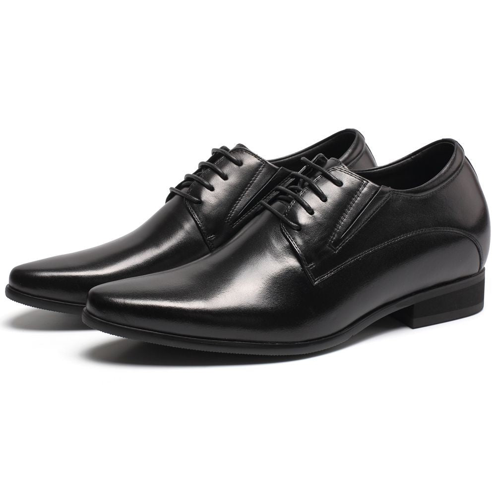 CHAMARIPA Black Height Increasing 8CM / 3.15 Inches Men Shoes Height Boost Oxford Elevator Shoes For Wedding