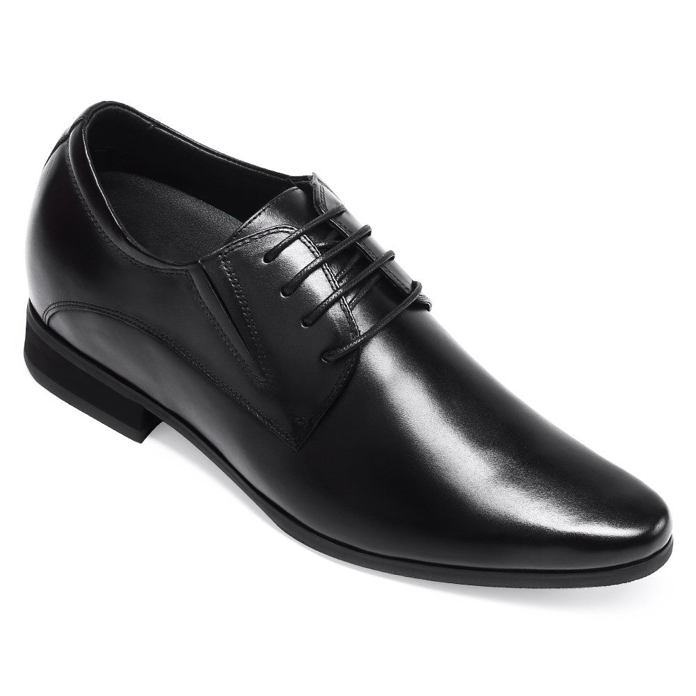 CHAMARIPA Black Height Increasing 8CM / 3.15 Inches Men Shoes Height Boost Oxford Elevator Shoes For Wedding