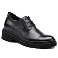 Chamaripa Black Elevator shoes For Men 9cm / 3.54inches Make You Taller Leather Oxford