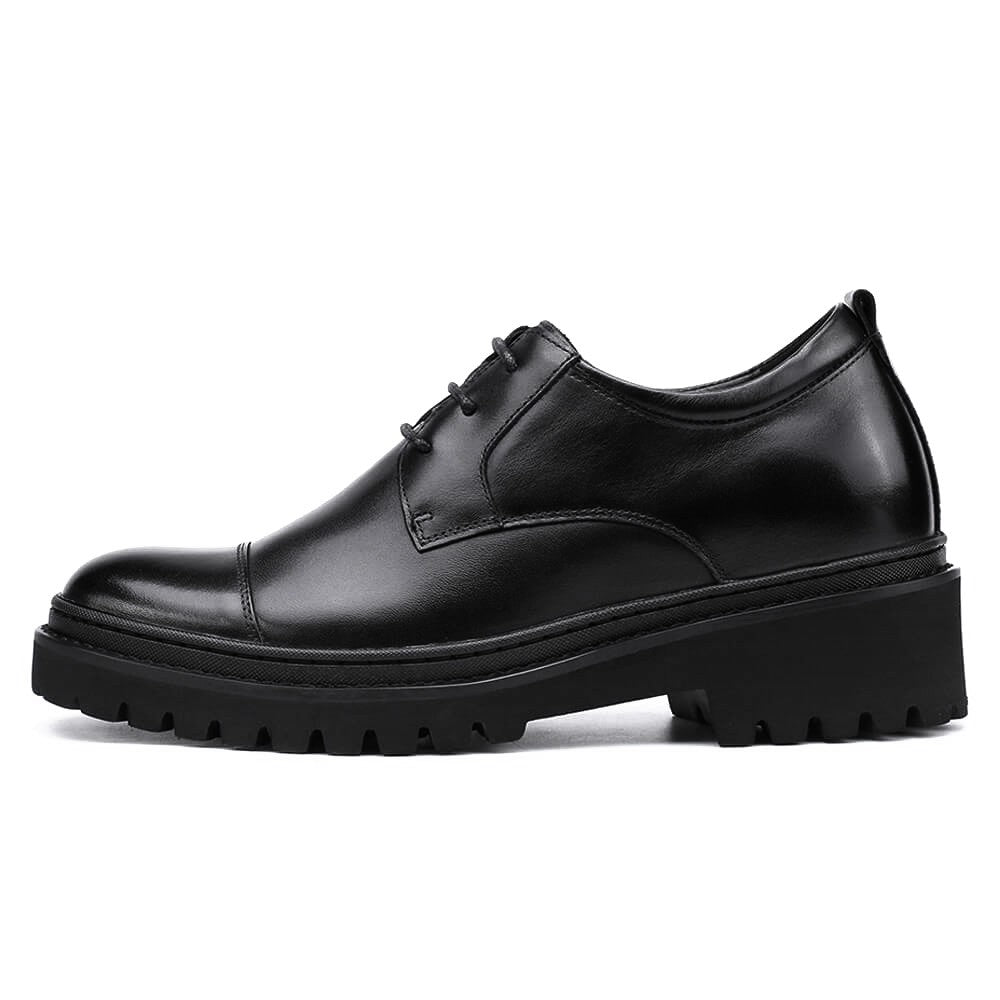 Chamaripa Black Elevator shoes For Men 9cm / 3.54inches Make You Taller Leather Oxford