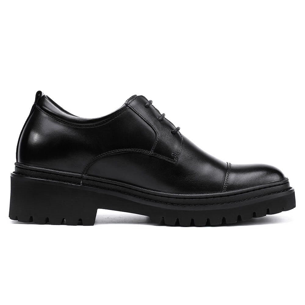 Chamaripa Black Elevator shoes For Men 9cm / 3.54inches Make You Taller Leather Oxford