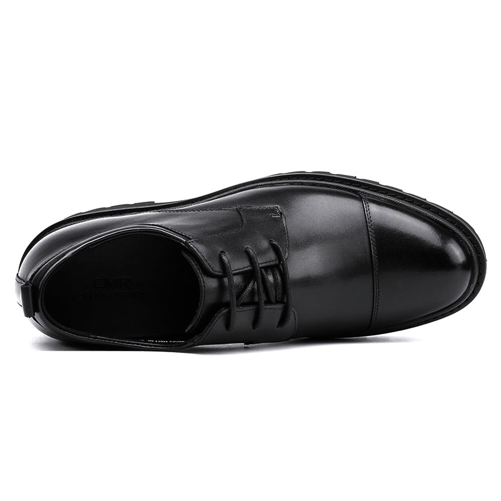Chamaripa Black Elevator shoes For Men 9cm / 3.54inches Make You Taller Leather Oxford