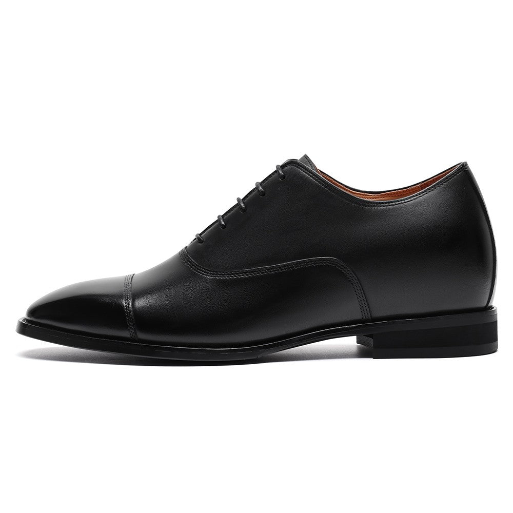 chamaripa black elevator shoes 7cm/2.76inches men height increase oxford