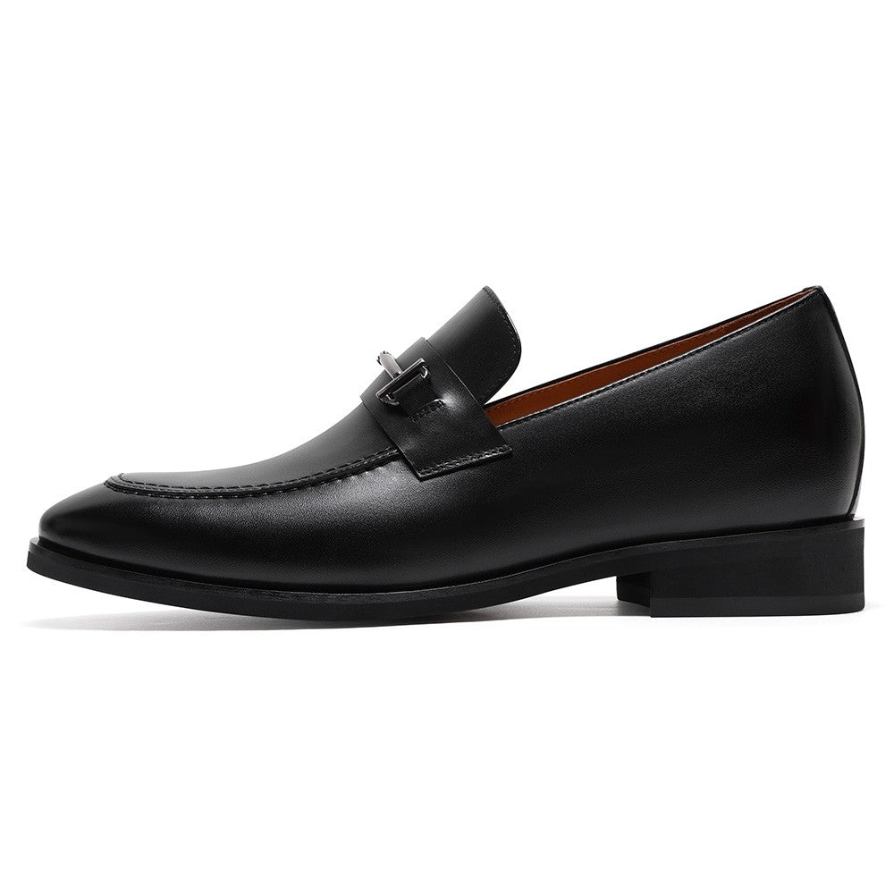 Chamaripa Black Height Increasing Shoes 7cm/ 2.76 inches Men Slip On Penny Loafer
