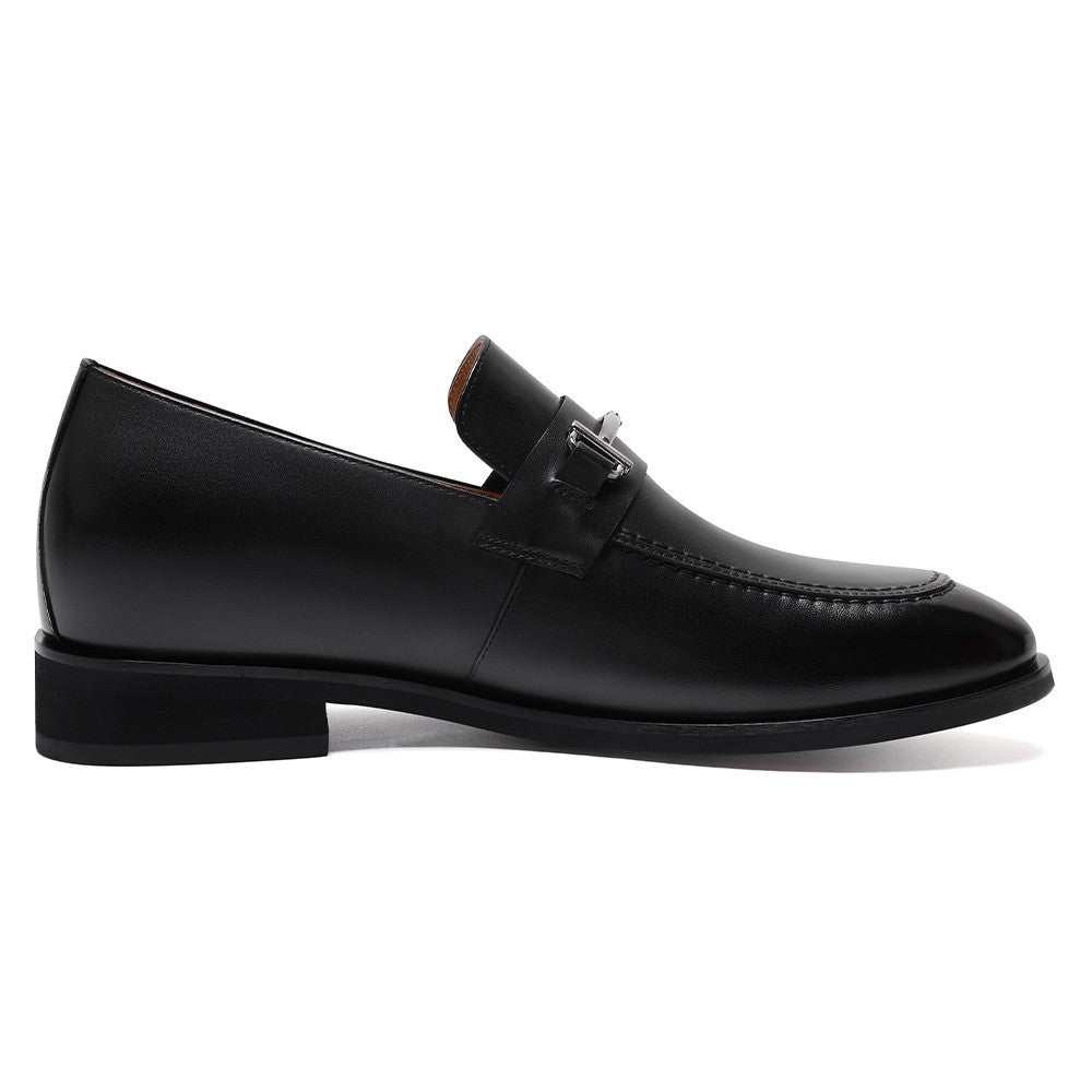 Chamaripa Black Height Increasing Shoes 7cm/ 2.76 inches Men Slip On Penny Loafer