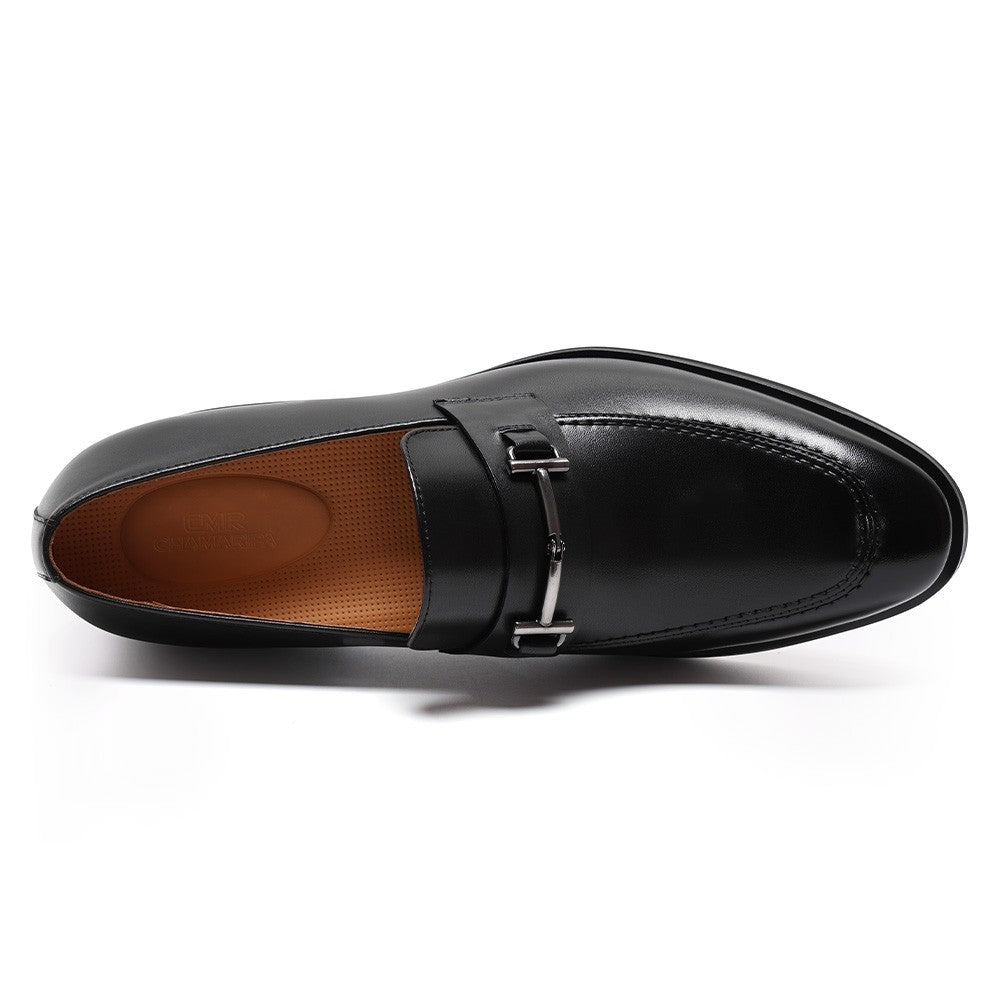 Chamaripa Black Height Increasing Shoes 7cm/ 2.76 inches Men Slip On Penny Loafer