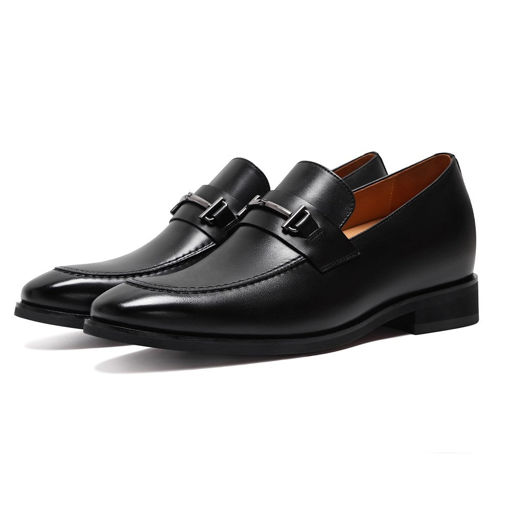 Chamaripa Black Height Increasing Shoes 7cm/ 2.76 inches Men Slip On Penny Loafer